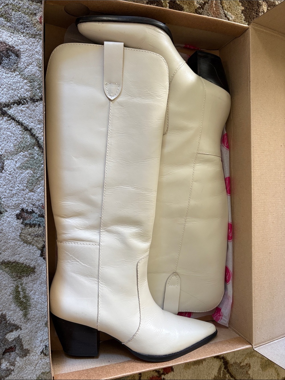 Matisse Cream Knee-High Leather Boots